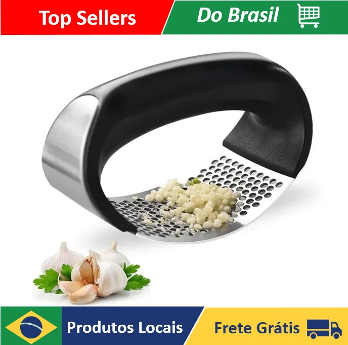 Espremedor de Alho Manual Inox - Processador de Alho para Cozinha