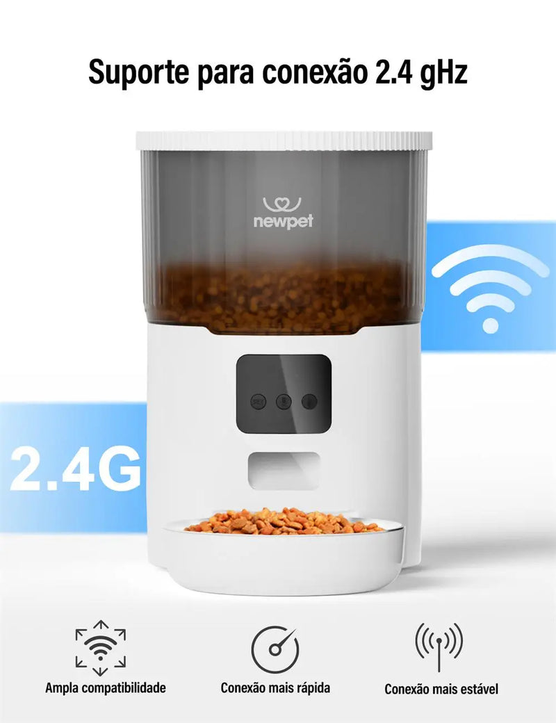 Comedouro Automático 4L para Pets - Alimentador Inteligente WiFi com Gravador de Voz e Temporizador