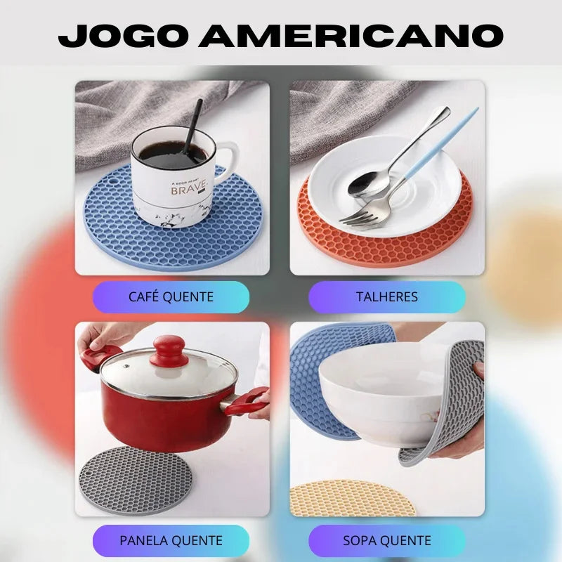 Peça de Isolante Térmico de Silicone: Ideal para Cozinha e Refeições Quentes