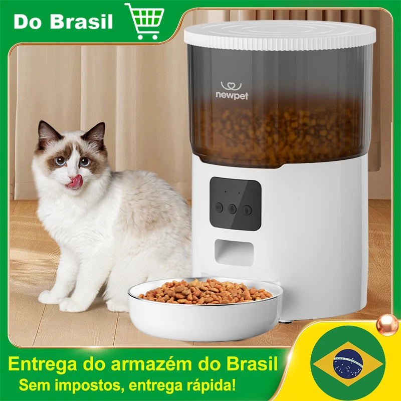 Comedouro Automático 4L para Pets - Alimentador Inteligente WiFi com Gravador de Voz e Temporizador