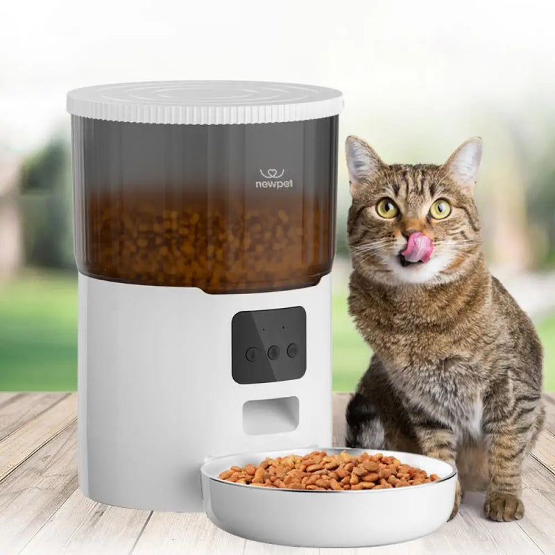 Comedouro Automático 4L para Pets - Alimentador Inteligente WiFi com Gravador de Voz e Temporizador