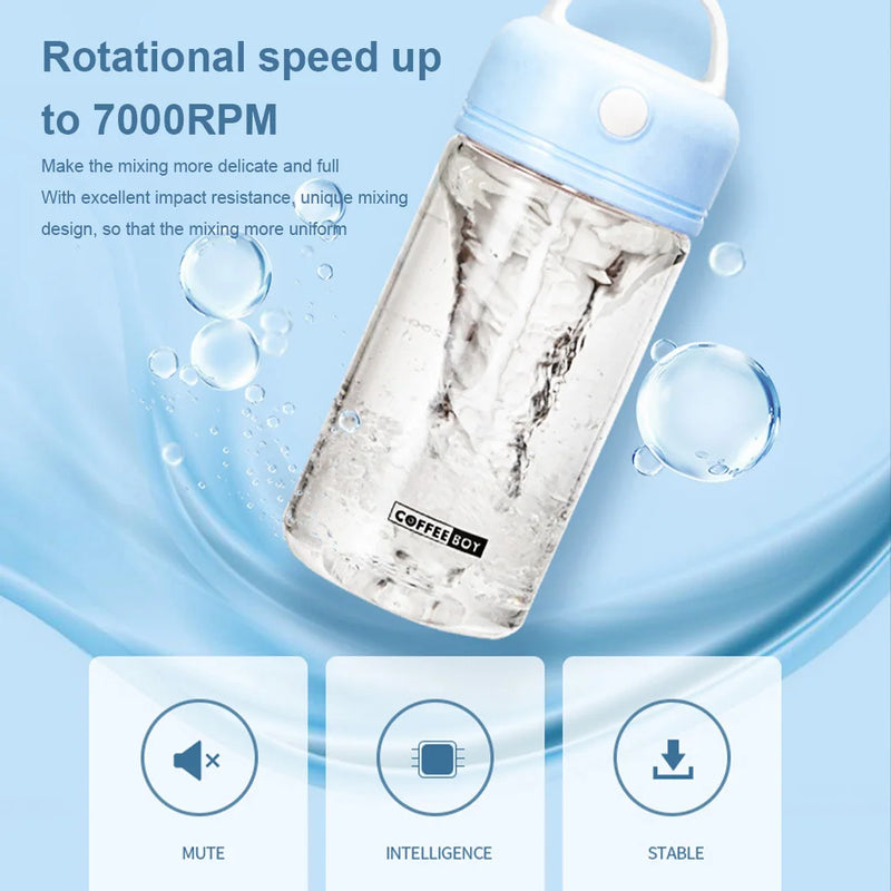 Shake Bottle à prova de vazamentos e impermeável IPX5: Copo de Mistura de 380ML com Agitador Automático, Funcionamento por Bateria e Controle por Botão – Misturador de Bebidas e Água.